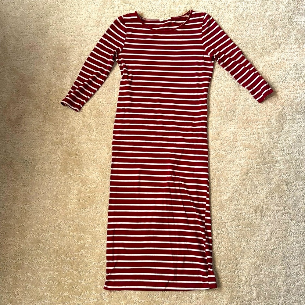 Red striped midi dress